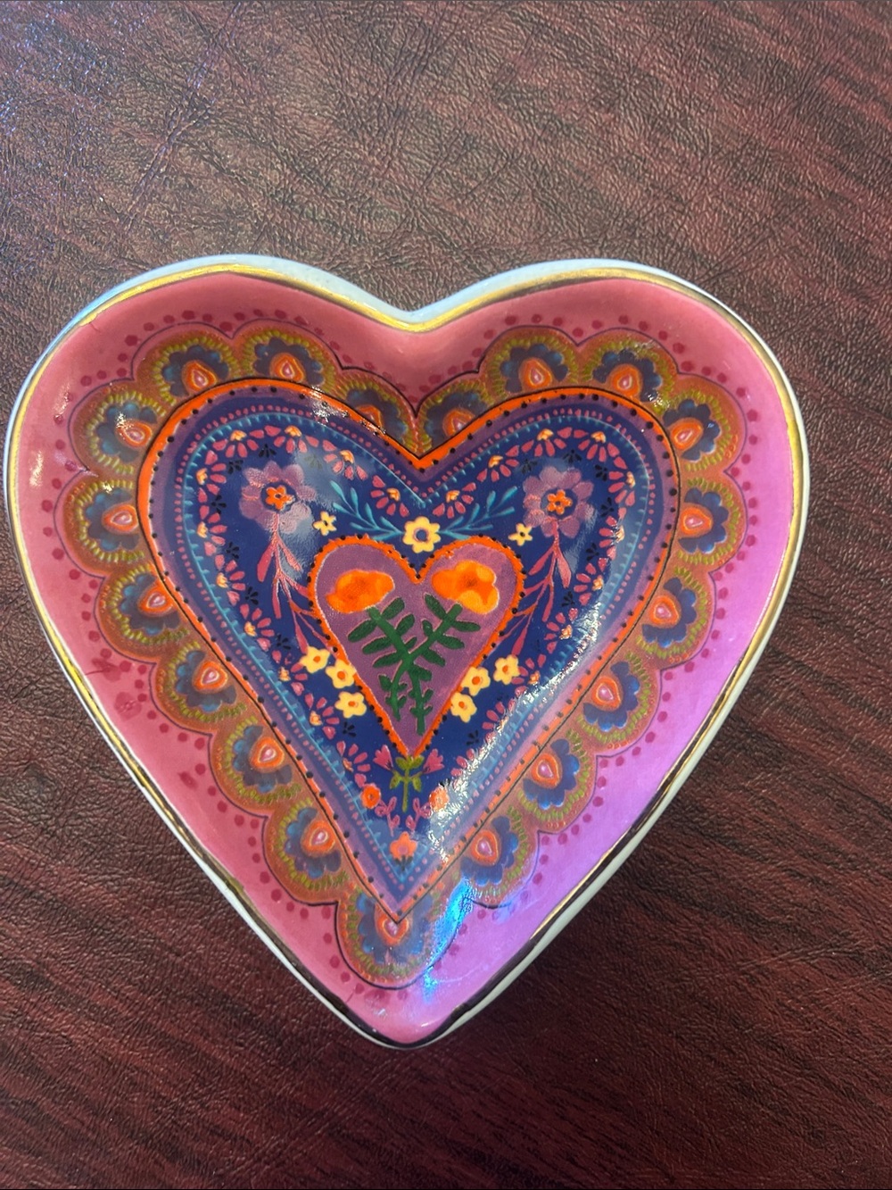 NATURAL LIFE Heart Trinket Dish in Pink, Blue and Orange